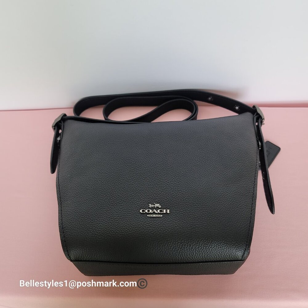 COACH Small Dufflette Pebbled Leather Crossbody Bag -Black color 🎈$189. - Picture 6 of 16